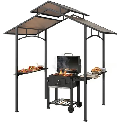 Produktbild von Outsunny Grillpavillon mit Flammschutzdach 2,5 x 1,5m BBQ-Pavillon Stahl PC