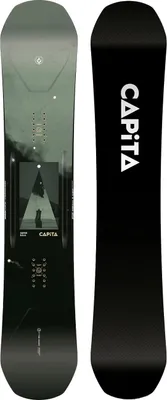 A snowboard shown from the top and bottom.