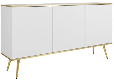 Produktbild von Wohnzimmer Sideboard mit 160 cm Breite in Weiß, 3 Türen & goldfarbenen Füßen - OLOVO-160