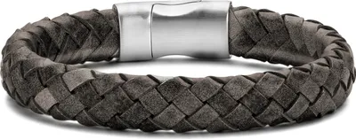 Produktbild von Frank 1967 bracelet dark grey braided leather 23cm ips