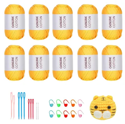 Immagine prodotto di Set di 10 gomitoli di cotone spesso, da 50 grammi ciascuno, ideale per principianti e per la creazione di amigurumi