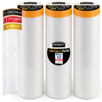Produktbild von Abdeckfolie Malerfolie Baufolie 300cm x 15m Abdeckband Goldband Masker Tape