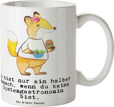Produktbild von Mr. & Mrs. Panda Tasse Systemgastronomin Herz - Weiß - Geschenk, Becher, mit Motiv, Spruch, Pott, Kaffeepott