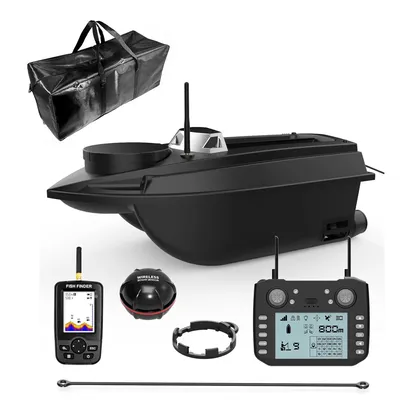 Produktbild von 800m 20000mAh Futterboot mit GPS, 3,3 kg Tragkraft 9 Angelplätze 180 Positionierungspunkte RC Angelboot mit Doppelmotoren, V030 Fischfinder Edition