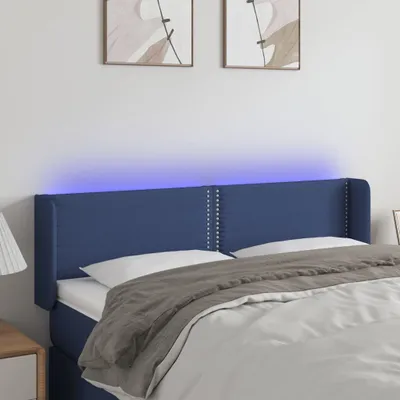 Produktbild von The Living Store LED Kopfteil Blau 147x16x78/88 cm Stoff