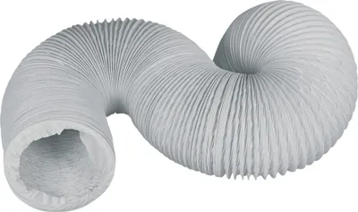 A white flexible hose is shown against a white background.