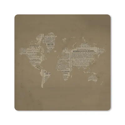 Produktbild von MuchoWow® Mauspad Mousepad Weltkarte - Braun - Zeitung 20x20 cm - Mousepads - Maus Mat - Pad - Mausunterlage - Desk Mat - Bureauartikeln