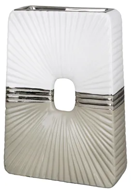 Obrázok produktu pre Keramická váza "Bardolino", obdĺžnikový tvar, sivá a biela farba, balenie obsahuje 2 kusy, dĺžka 6 cm, šírka 17,5 cm, výška 24,5 cm. Číslo položky: 47460, EAN: 4063387474600