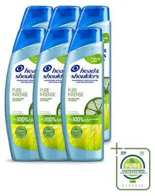 Productafbeelding van 6 x Head & Shoulders Anti-roos shampoo, Pure Intense, oliecontrole, 250 ml - grootverpakking - 6 stuks