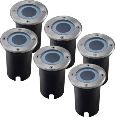 Produktbild von Ledvion - 6x IP67 LED Bodeneinbaustrahler Rund - GU10 - 1m Kabel -  EU -