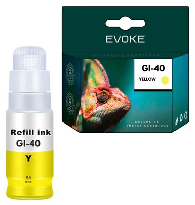 Image de Cartouche d'encre Evoke, compatible avec les imprimantes Canon GI-40 GI40, couleur jaune, 70 ml, compatible avec les modèles PIXMA G5040, G6040 et GM2040