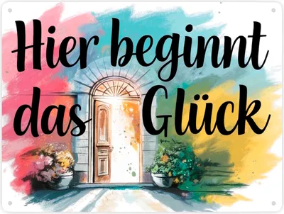 Produktbild von Hier beginnt das Glück Metallschild XXL in 28x38 cm