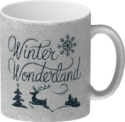 Produktbild von Winter Wonderland mit Rentier Glitzer-Kaffeebecher - Wintermotiv