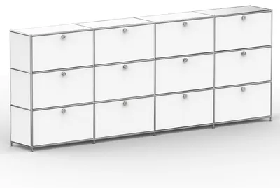 Produktbild von Hochschrank, 12 Schubladen, Schloss, Breite 302 cm, Signalweiß