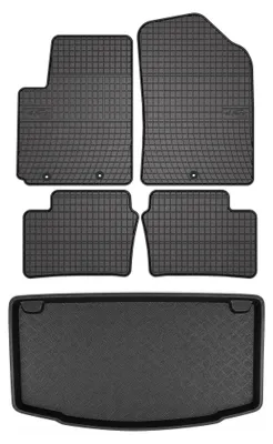 Produktbild von Gummimatten + Kofferraumwanne für Kia Picanto II 2011-2017 (Standard-Kofferraum) – Schwarz, passgenau – Wielganizator SolidPRO