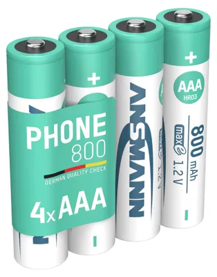 Produktbild von ANSMANN Telefon Akku AAA, 4 Stück, 800mAh 1,2V, DECT