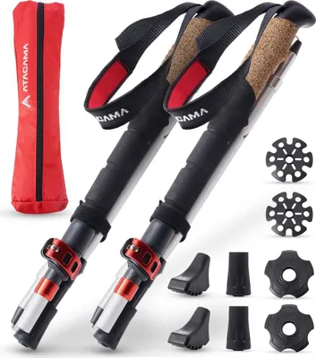 Immagine prodotto di Bastoni da passeggio telescopici ATACAMA - CarbonMix - pieghevoli - ultraleggeri con numerosi accessori