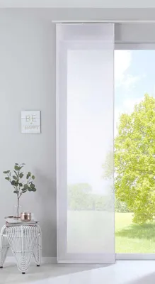 Produktbild von Schiebegardine »Nizza« Baumwoll-Voile Halbvoile HxB 245x60 cm Weiß Transparent Flächenvorhang mit Paneelwagen und Beschwerungsstange 2019032