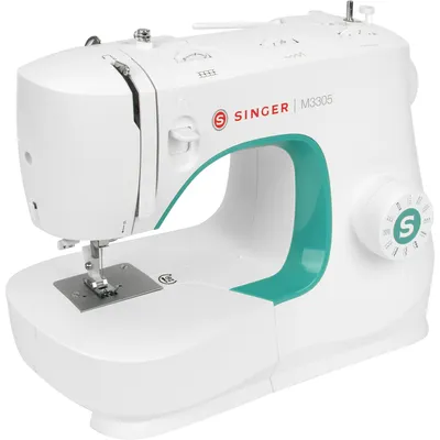 Produktbild von Singer M 3305 Nähmaschine 23 Stiche 1-stufiges Knopfloch mechanisch weiß/grün