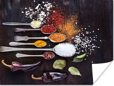 Produktbild von MuchoWow® Poster Kräuter - Löffel - Gewürze - Industrie 160x120 cm - Foto Plakat