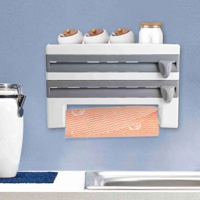 Image de Porte-rouleau mural pour film alimentaire et essuie-tout