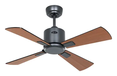 Produktbild von Energiespar Deckenventilator mit Fernbedienung Eco Neo III WiFi 92 cm Basaltgrau Flügel Schwarz / Teak