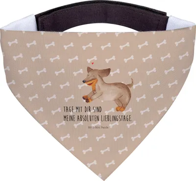 Produktbild von Mr. & Mrs. Panda Hunde Halstuch Hund Dackel - Hundeglück - Geschenk, Dachshund, Herz, Tuch, Für, Sprüche, Hundeschal, Hundehalstuch, Braun