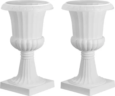 Produktbild von SucceBuy Blumenspindel aus Kunststoff, 25x42 cm, 2er-Set, Pflanzpokal. Pflanzkübel, Pflanzschale, weiße Blumentöpfe, ideal für Veranda, Hochzeit, Feier, Zuhause, Bühne, Balkon und Terrassendekoration