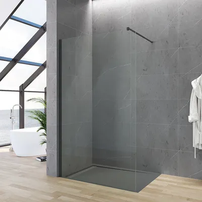 Produktbild von AQUALAVOS Duschwand Duschabtrennung Glas walk in Dusche schwarz Glaswand 80-120 cm 8 mm Einscheibensicherheitsglas Lotus-Effekt