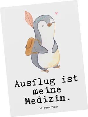 Produktbild von Mr. & Mrs. Panda Postkarte Pinguin Ausflug - Weiß - Geschenk, Reisen, Postkarten, bildkarte, Ansichtskarten, Ausflugsziele, Ansichtskarte, Ausflüge machen, Fotokarte