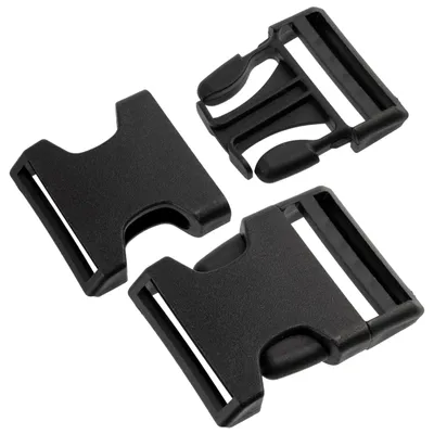 Schnellverschlussschnallen, 4 Stück, 40 mm, Schwarz, Kunststoff