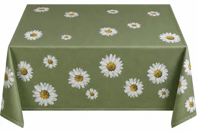 Produktbild von Tischdecke 130x170 cm oliv grün Gänseblümchen Frühling Gartendecke Mitteldecke