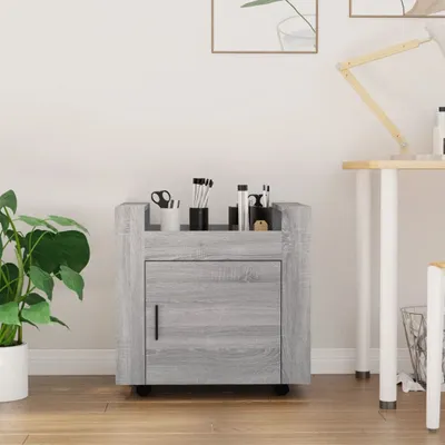 Produktbild von The Living Store Bürowagen Grau Sonoma 60x45x60 cm Holzwerkstoff