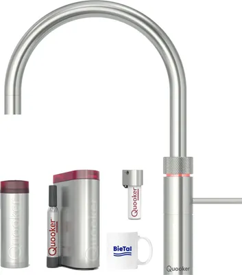 Produktbild von Quooker Wasserhahn Fusion Round Voll Edelstahl & PRO3 & CUBE mit CUBE Filter