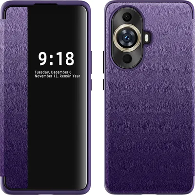 Image de Etui pour Huawei Nova 11 Pro étui fin en cuirPolyuréthaneavec fenêtre d'affichage Violet