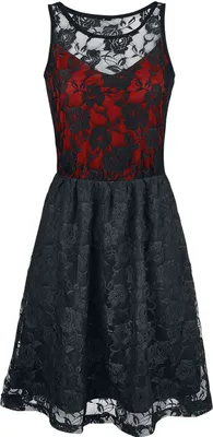 Produktbild von Gothicana by EMP Damen mittellanges schwarz-rotes Spitzenkleid 4XL