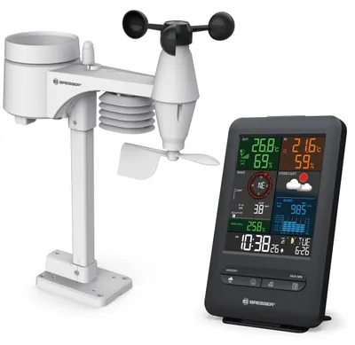 Produktbild von Bresser Optics 7002525, Innen-Hygrometer, Innen-Thermometer, Außen-Barometer, Außen-Hygrometer, Außen-Thermometer, Regenfall, Barometer, Barometer, Hygrometer, Thermometer, -40 - 60 °C, -40 - 60 °C, 150 m