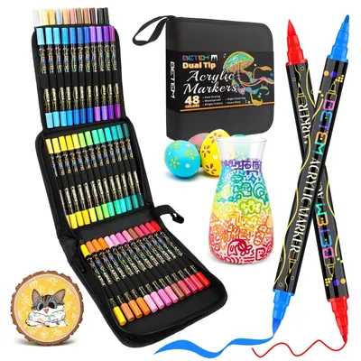 Produktbild von 48 Acrylmarker mit doppelspitzigem Aufsatz – ideal für kreatives Malen