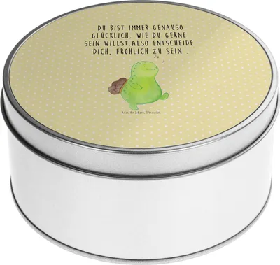 Produktbild von Mr. & Mrs. Panda Metallbox Schildkröte Pfeifen - Gelb Pastell - Geschenk, Vorratsdosen, Spazieren, Depression, zuckerdose, Vorratsdose, Erinnerungsbox, keksdosen