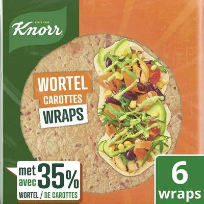 Produktbild von Knorr Wortel Wraps 240g – 35% Karotten, gesunde Wraps für leichte Mahlzeiten