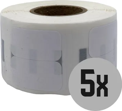 Produktbild von DULA Etiketten - Kompatibel mit Dymo Compatible labels - Weiß - 11353 - S0722530 - Kleine multifunctionele etiketten - 5 rollen - 13 x 25 mm - 1000 labels per rol