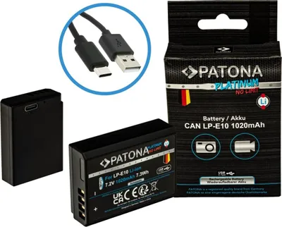 Produktbild von ARLI Set: 2x Akku für Canon LP-E10 mit USB C Input LPE10 EOS1100D EOS 1100D