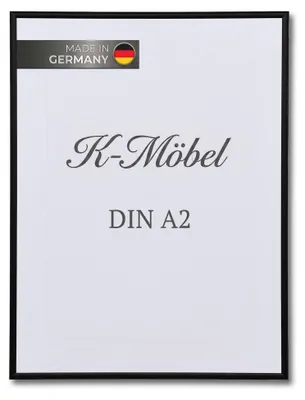 Produktbild von K-Möbel Bilderrahmen DIN A2 Aluminium -  Germany - Bilderrahmen schwarz DIN A2 - Stabil & Langlebig - Alurahmen - Einfacher Wechsel - Metall Posterrahmen - Fotorahmen - Rahmen