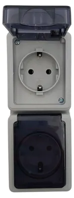 Produktbild von 10x Doppelsteckdose 2 Fach Steckdosen Set Feuchtraum Aufputz 16 A / 250 V / IP44