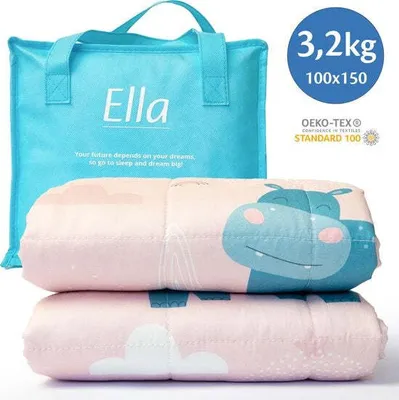 Produktbild von Ella EL Life Beschwerungsdecke Kind 3.2kg - 100 x 150cm - Beschwerungsdecke -  Baumwolle - Nilpferd