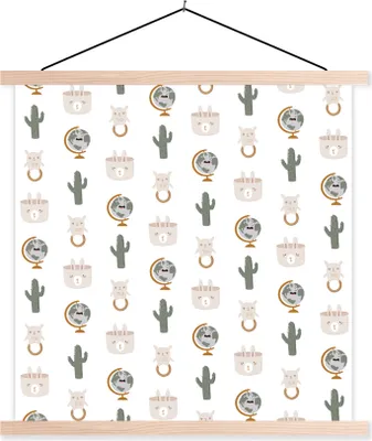 Produktbild von MuchoWow® Textilposter Farben - Illustrationen - Muster 40x40 cm mit holzfarbenen Rahmen - Posterleiste