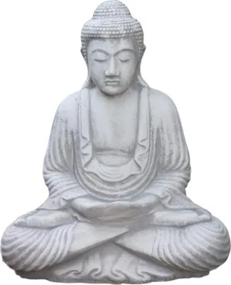 Produktbild von Steinfigur Buddha für den Teich, frostfest Figur zur Dekoration im Garten, das Material besteht aus Steinguss, JA-036