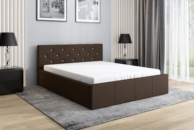 Produktbild von Polsterbett SOPHIA 160x200 mit Matratze und Bettkasten. Farbe: Braun.