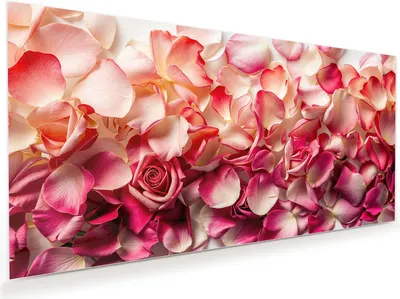 Produktbild von Glasbild 110x55cm in XXL für Wohnzimmer, Schlafzimmer Motiv Rosenblätterbuntes Spiel