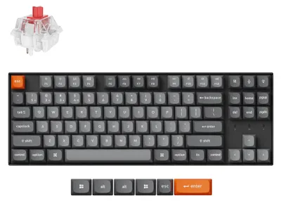Zdjęcie produktu dla Keychron K8 Max, 80%, Przewodowy i Bezprzewodowy, USB + RF Wireless + Bluetooth, Mechaniczna, RGB LED, Czarny